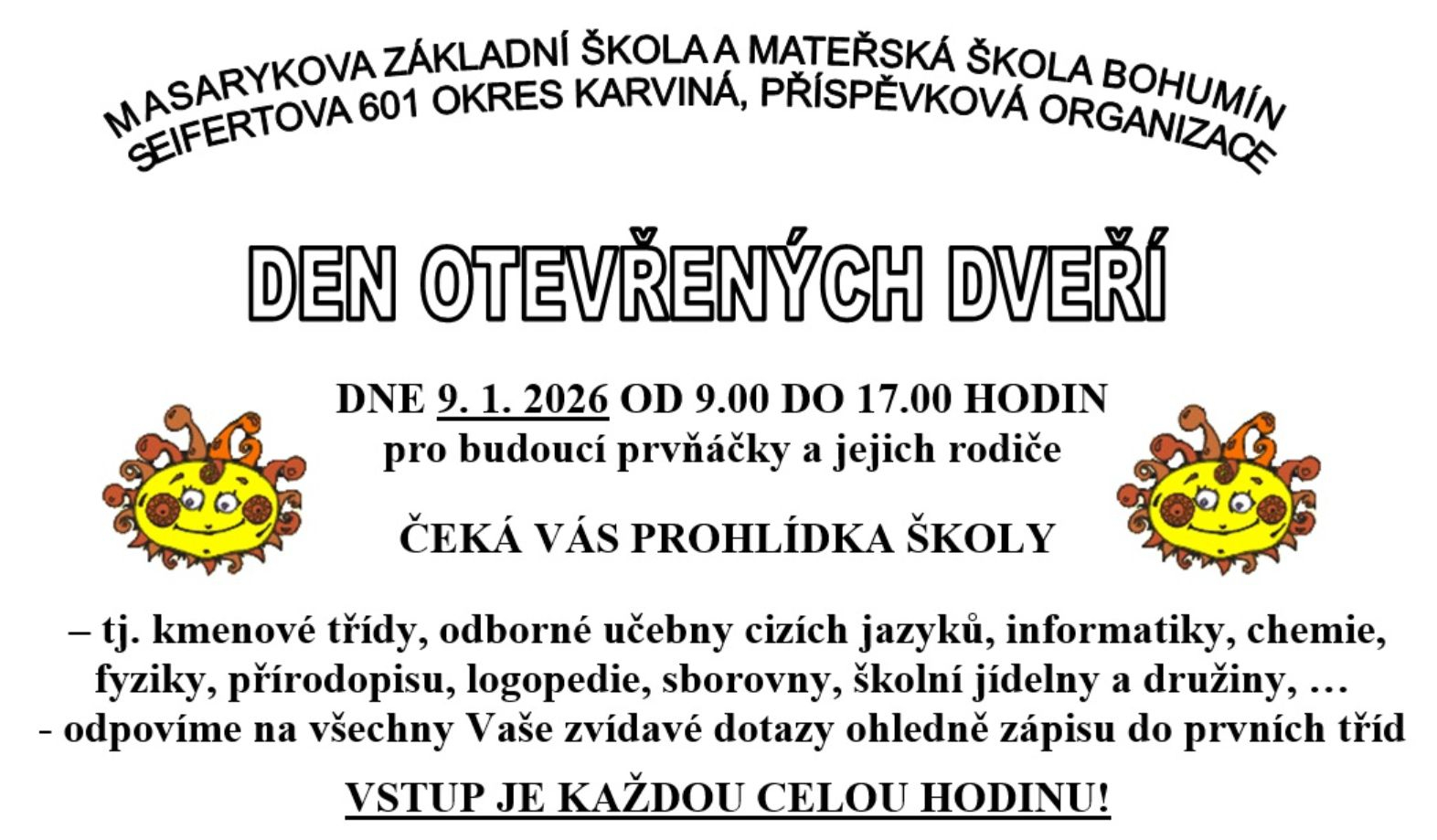 Masarykova ZŠ se otevře veřejnosti