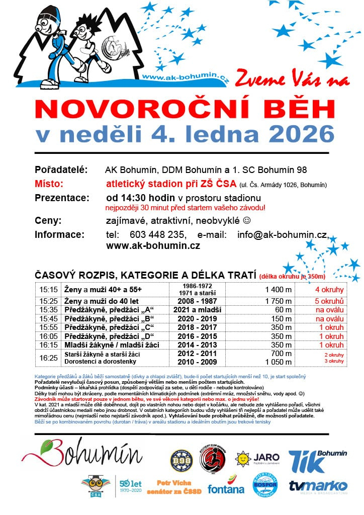 Novoroční běh na ovále ZŠ ČSA