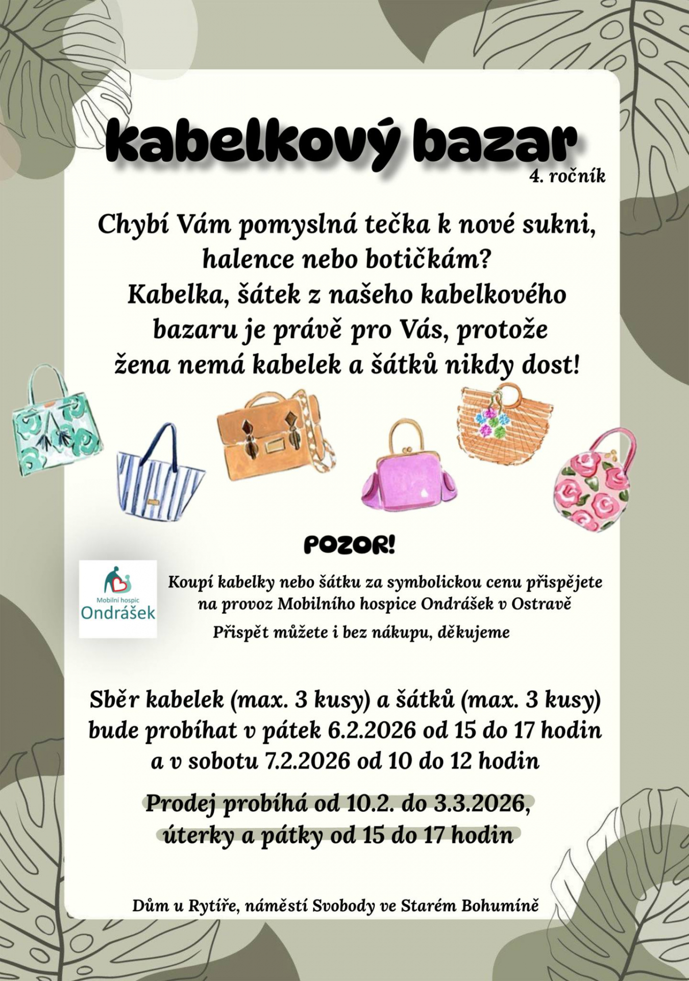 Kabelkový a šátkový bazar je zpět