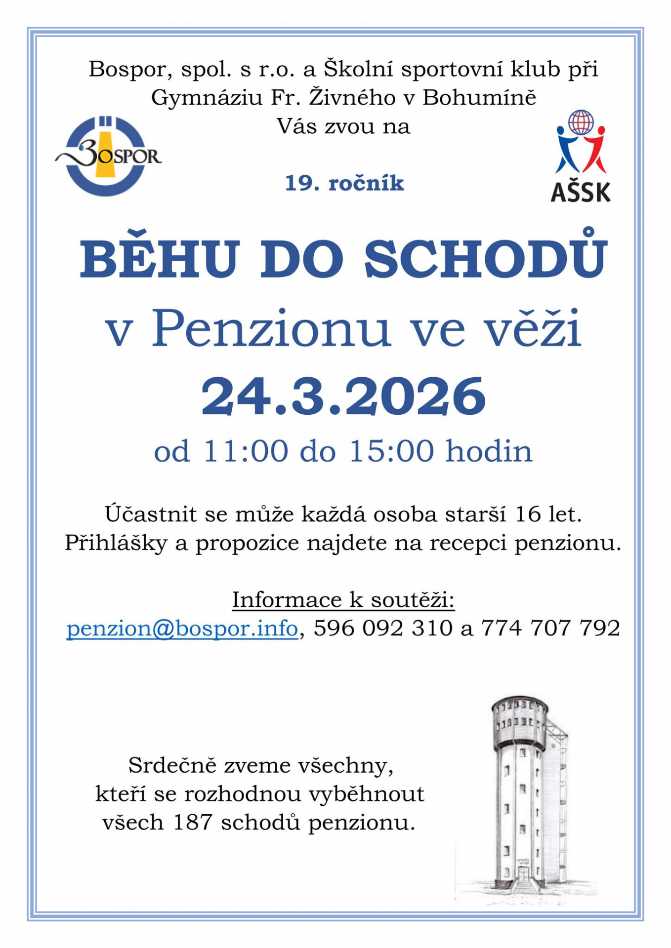 Běh do schodů v Penzionu Ve Věži